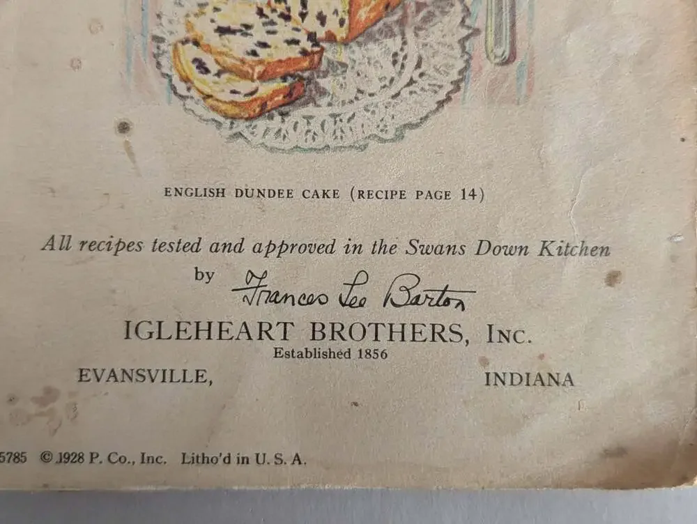 Swans Down Kitchen Recipe Booklet 1928 Igleheart Brothers Inc